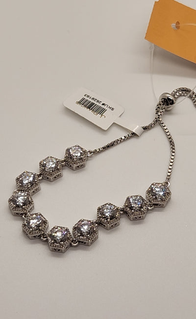 J Francis Silver .925 Sterling Silver CZ Swarovski Crystal Bracelet