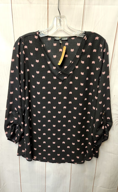 Sweet Rain Women's Size XL Black 3/4 Sleeve Top