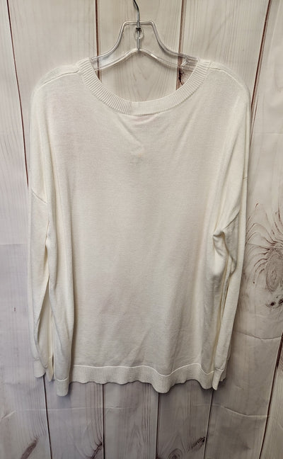 Laurie Felt Women's Size L White Floral Sweater