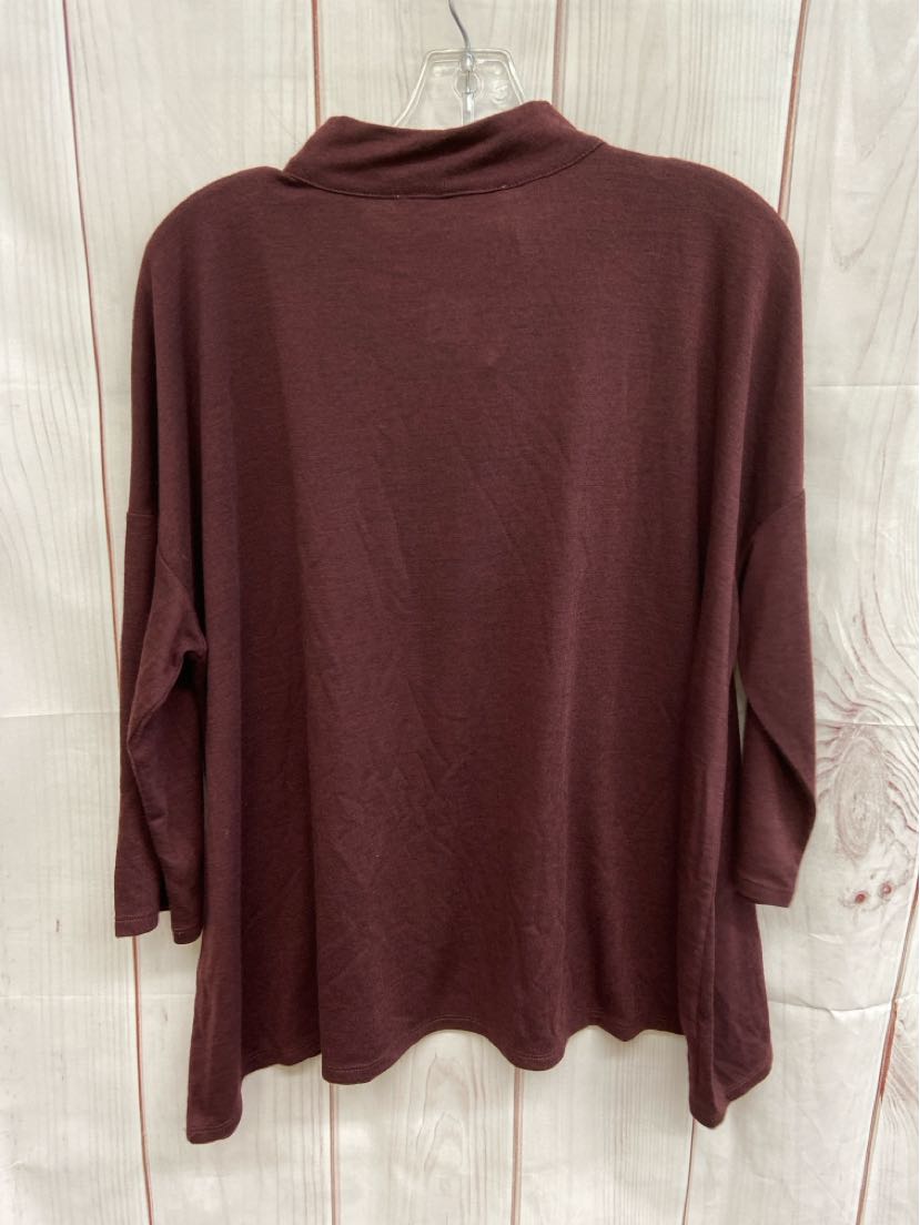 Loft Women's Size L Maroon 3/4 Sleeve Top