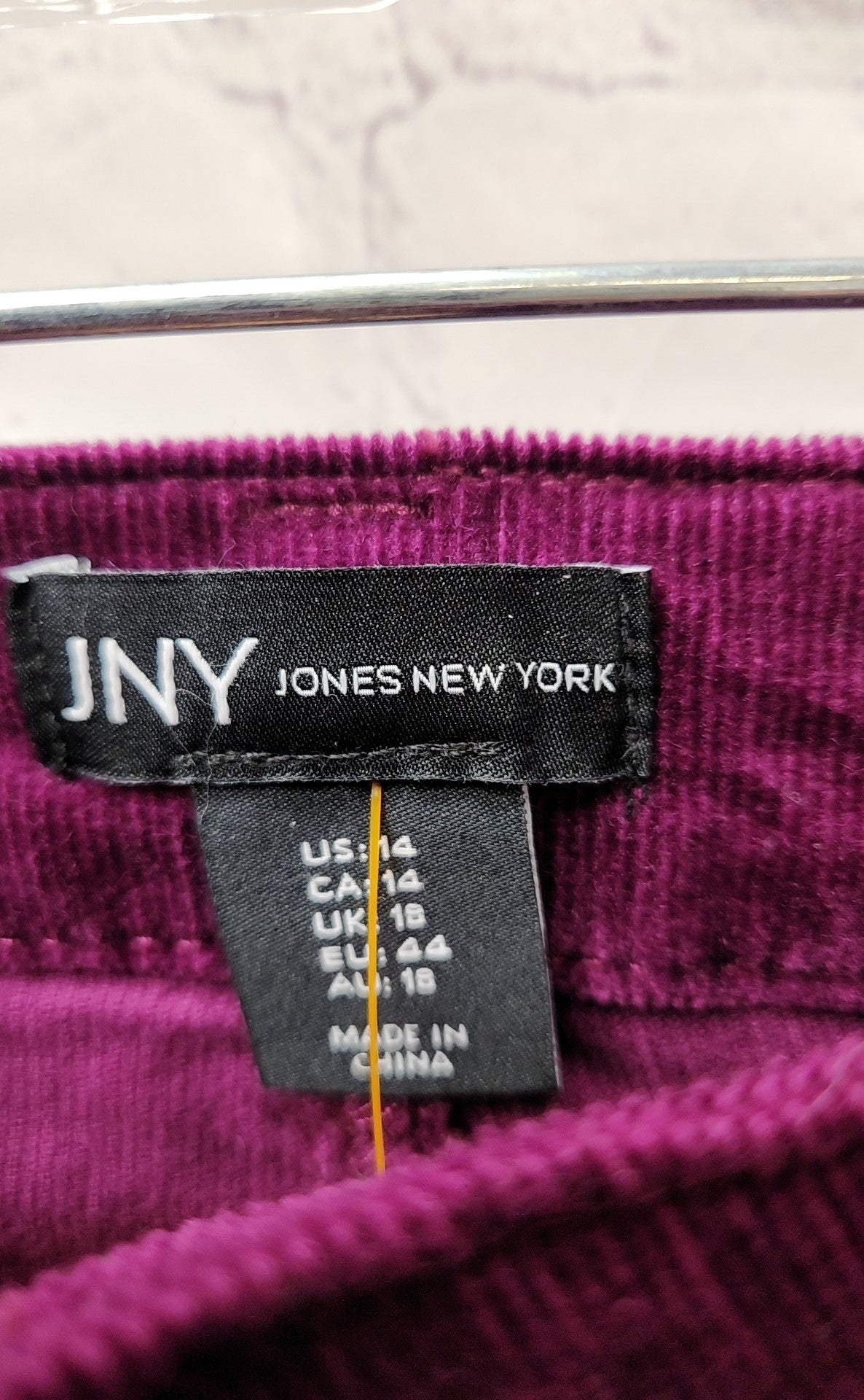 NWT Jones New York Women's Size 14 Purple Corduroy Pants High Wiast Straight Leg