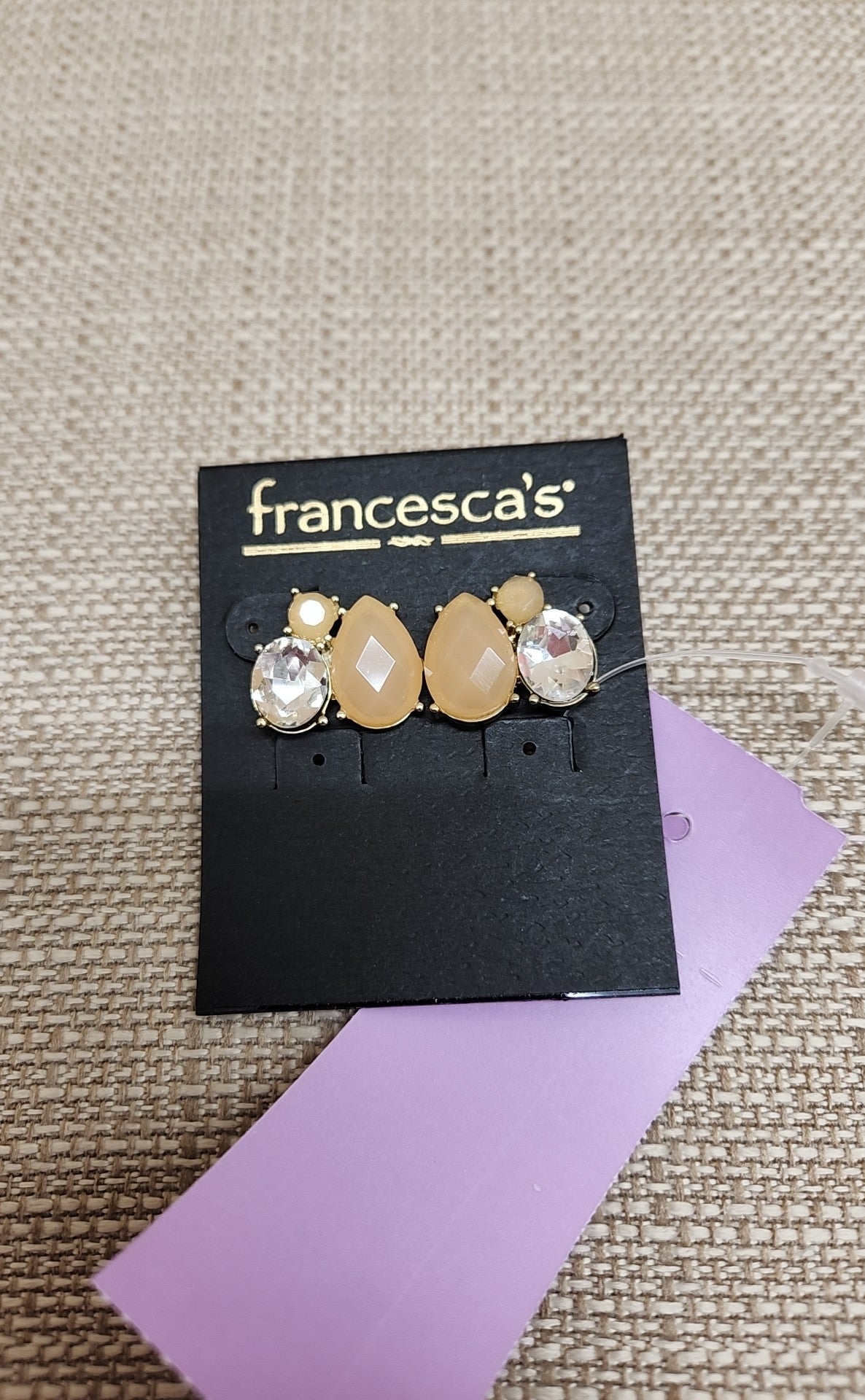 Francesca's Peach Rhinestone Earrings