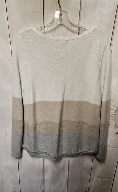 Chico's Women's Size 1 = US M White & Tan Sweater