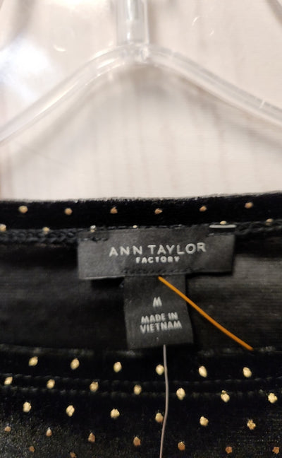 NWT Ann Taylor Women's Size M Black 3/4 Sleeve Top