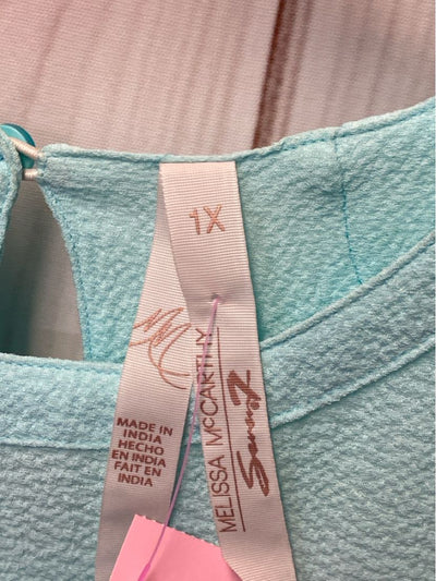 NWT Melissa McCarthy Women's Size 1X Blue Short Sleeve Top