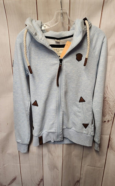Naketano Women's Size S Light Blue Full Zip Hooded Sweatshirt