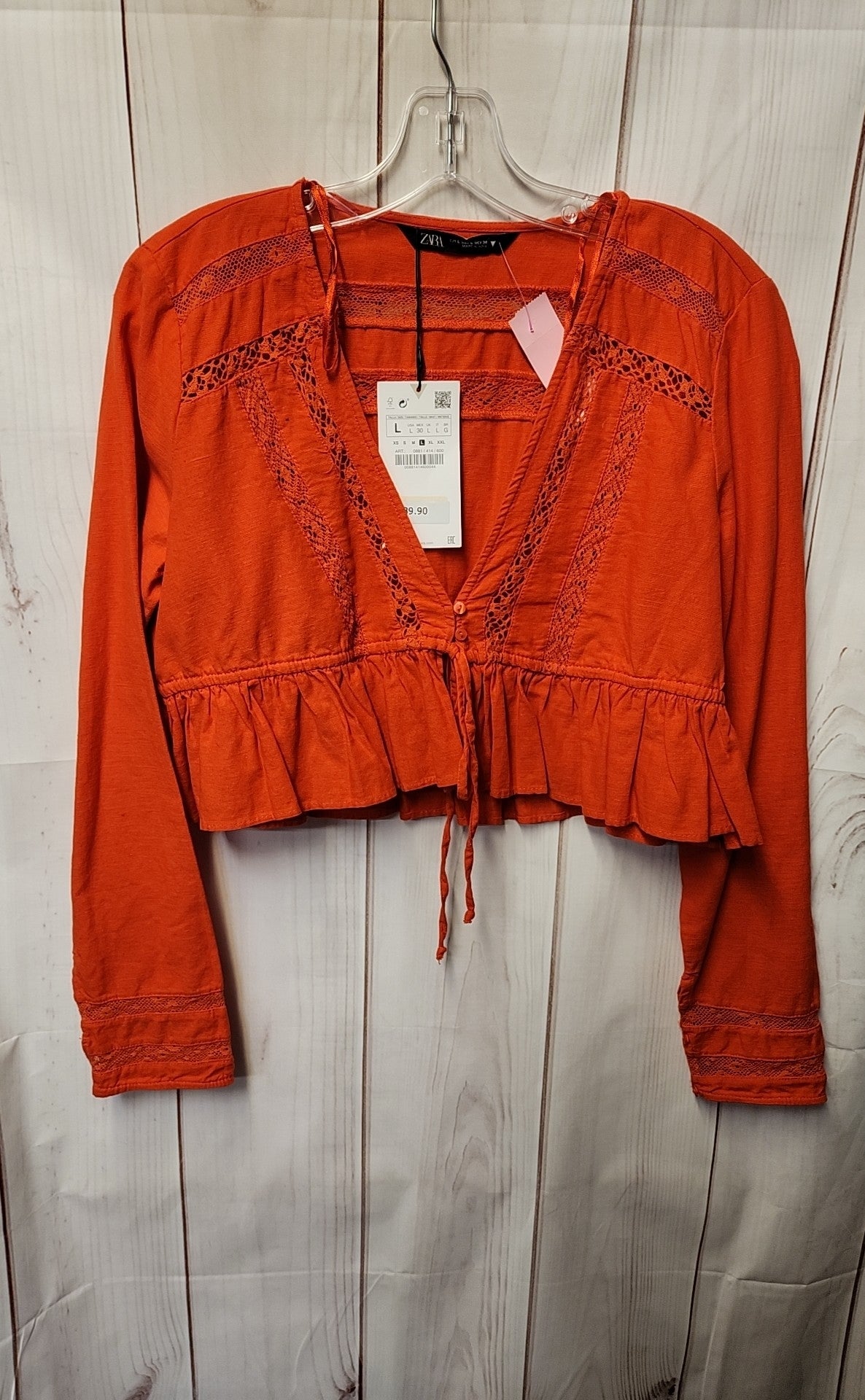 NWT Zara Women's Size L Orange Cardigan