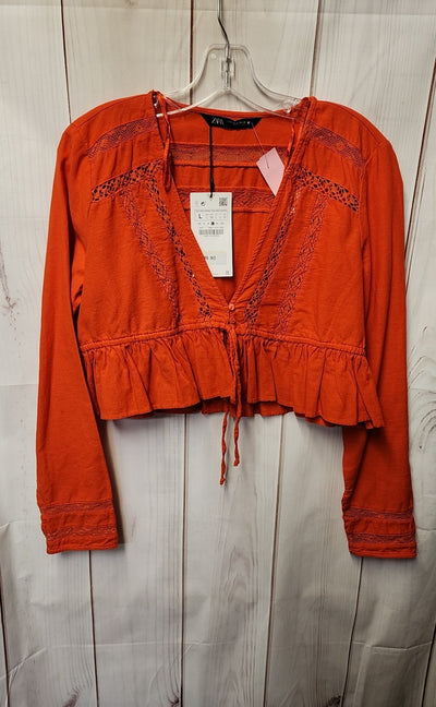 NWT Zara Women's Size L Orange Cardigan