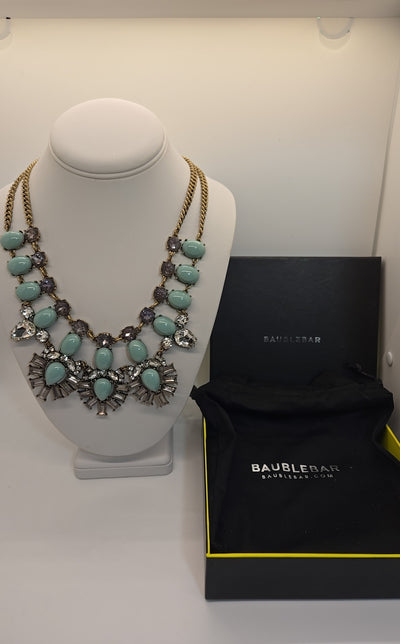 NIB Baublebar Green Rhinestone Necklace