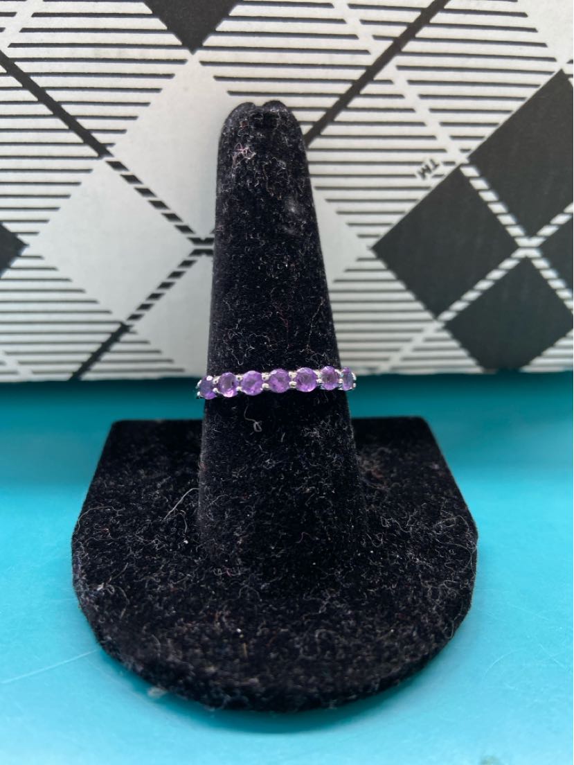 316L Stainless Steel Silver Size 9 Purple Stone Ring