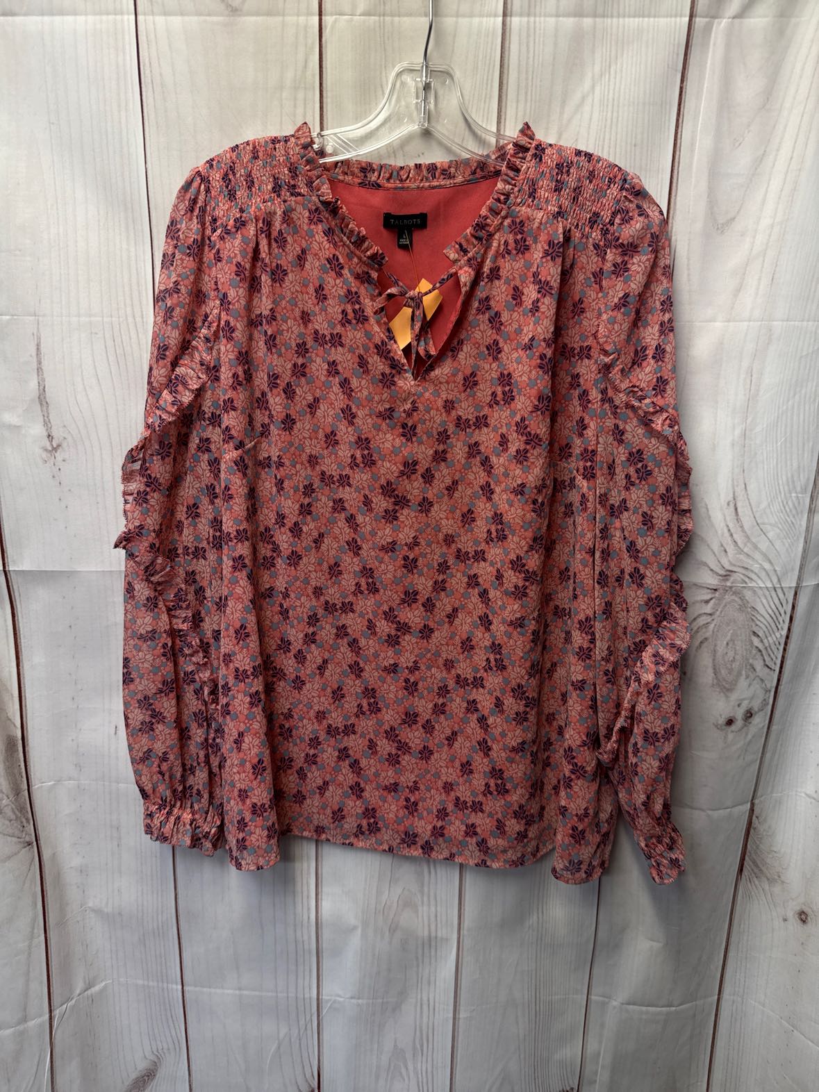 Talbots Women's Size L Pink Floral Long Sleeve Top