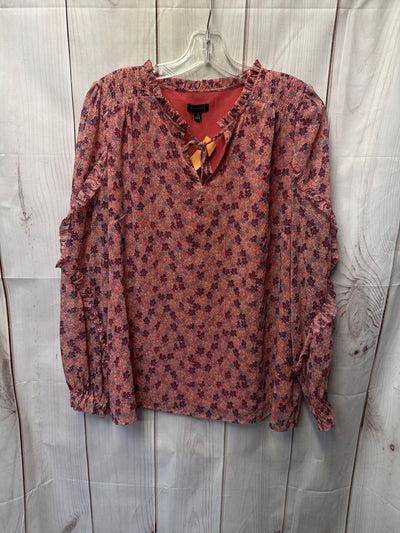 Talbots Women's Size L Pink Floral Long Sleeve Top