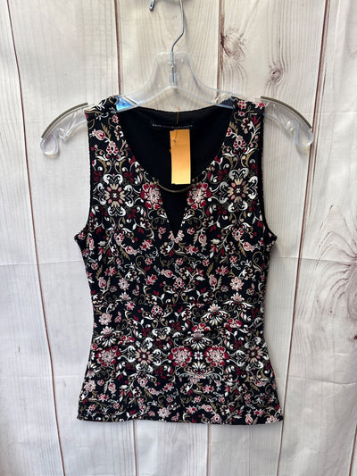 White House Black Market Women's Size XXS Black Floral Sleeveless Top
