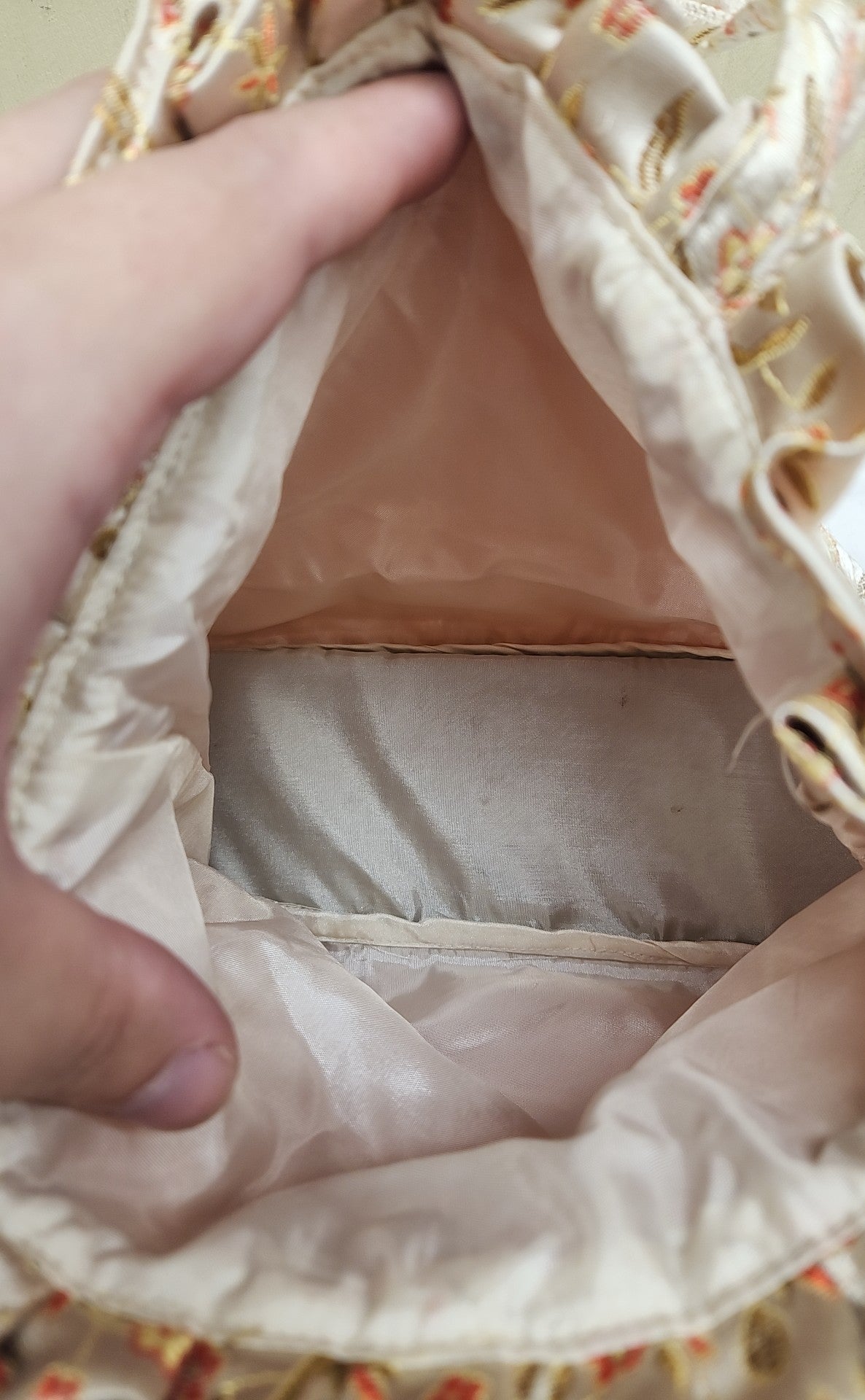 Beige Floral Purse Bag