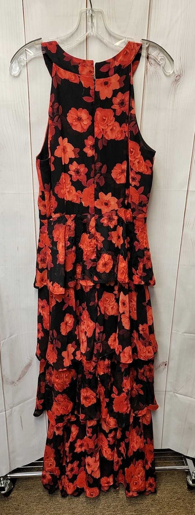 Tahari Women's Size 10 Black & Red Floral Dress