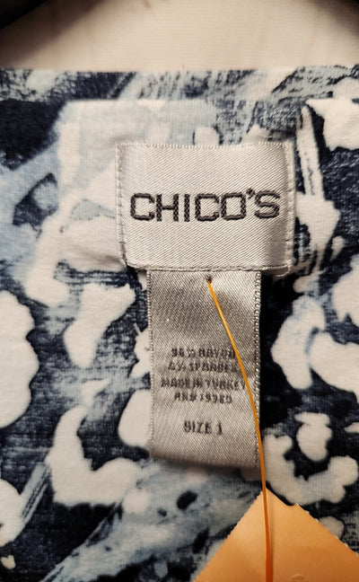 Chico's Women's Size 1 = US M Blue 3/4 Sleeve Top