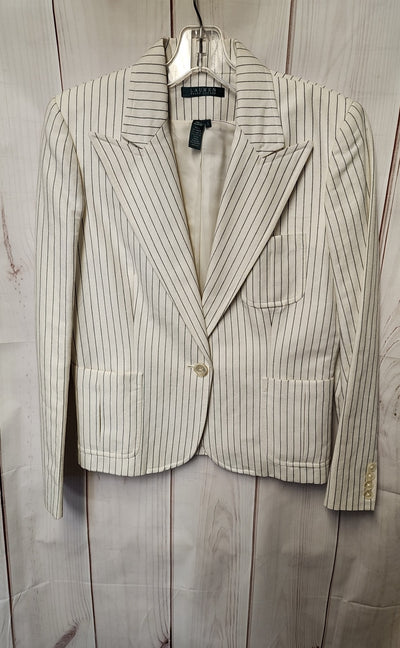 Lauren by Ralph Lauren Women's Size 6 White Linen Blend Blazer