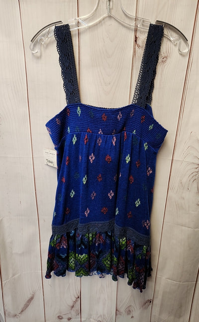 NWT Free People Women's Size S Blue Floral Sleeveless Top