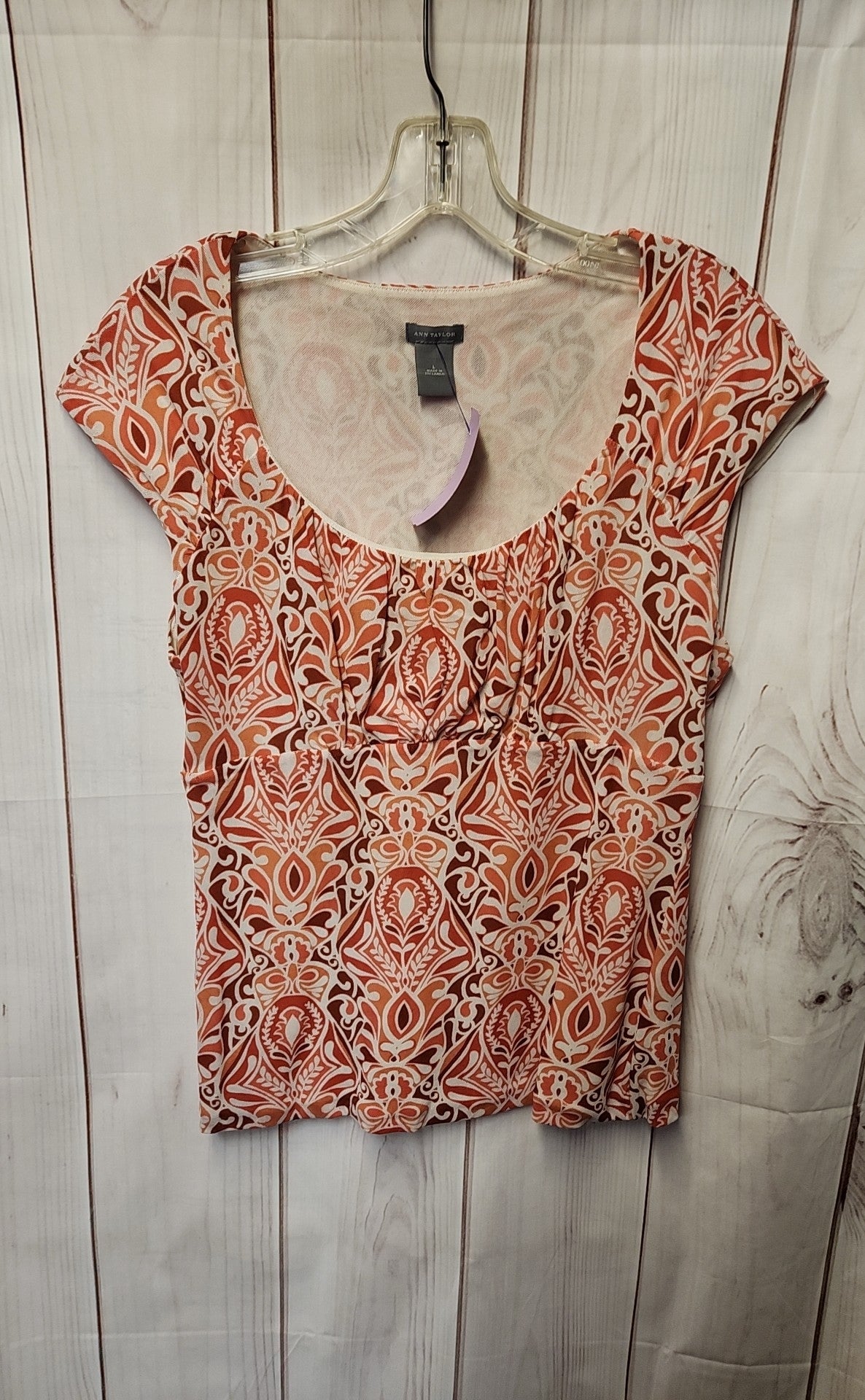 Ann Taylor Women's Size L Orange Short Sleeve Top