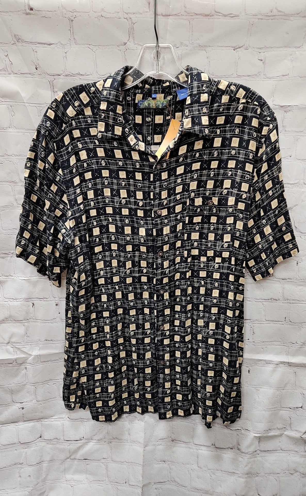 Campia Men's Size L Black & Beige Shirt
