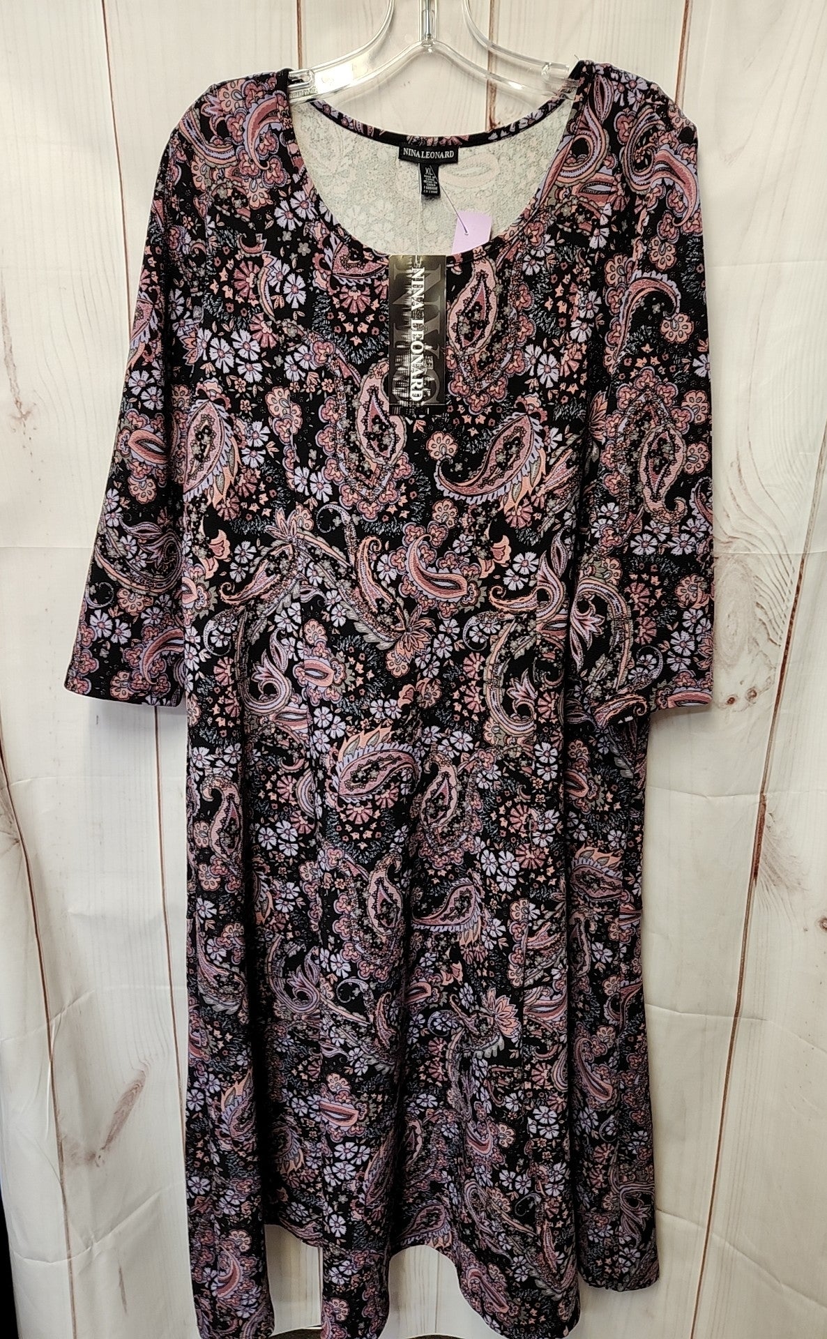 NWT Nina Leonard Women's Size XL Black & Purple Dress