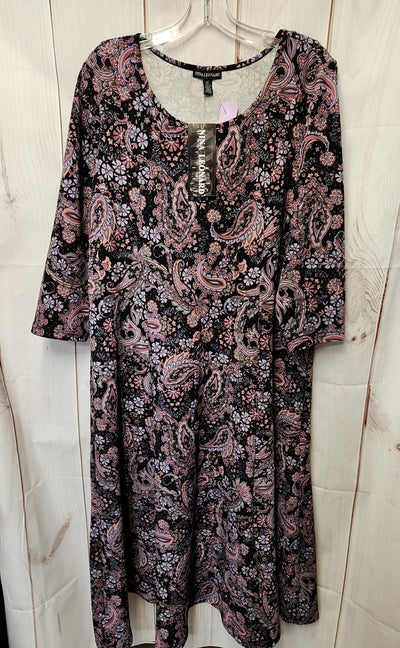 NWT Nina Leonard Women's Size XL Black & Purple Dress