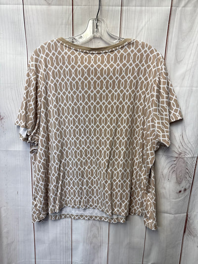 Croft & Barrow Women's Size 3X Beige Short Sleeve Top