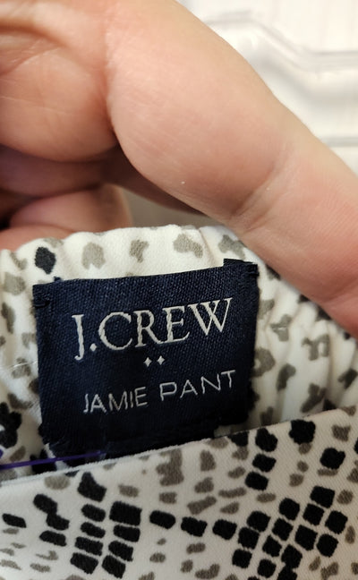 NWT J Crew Women's Size 2 Petite White & Black Animal Print Pants