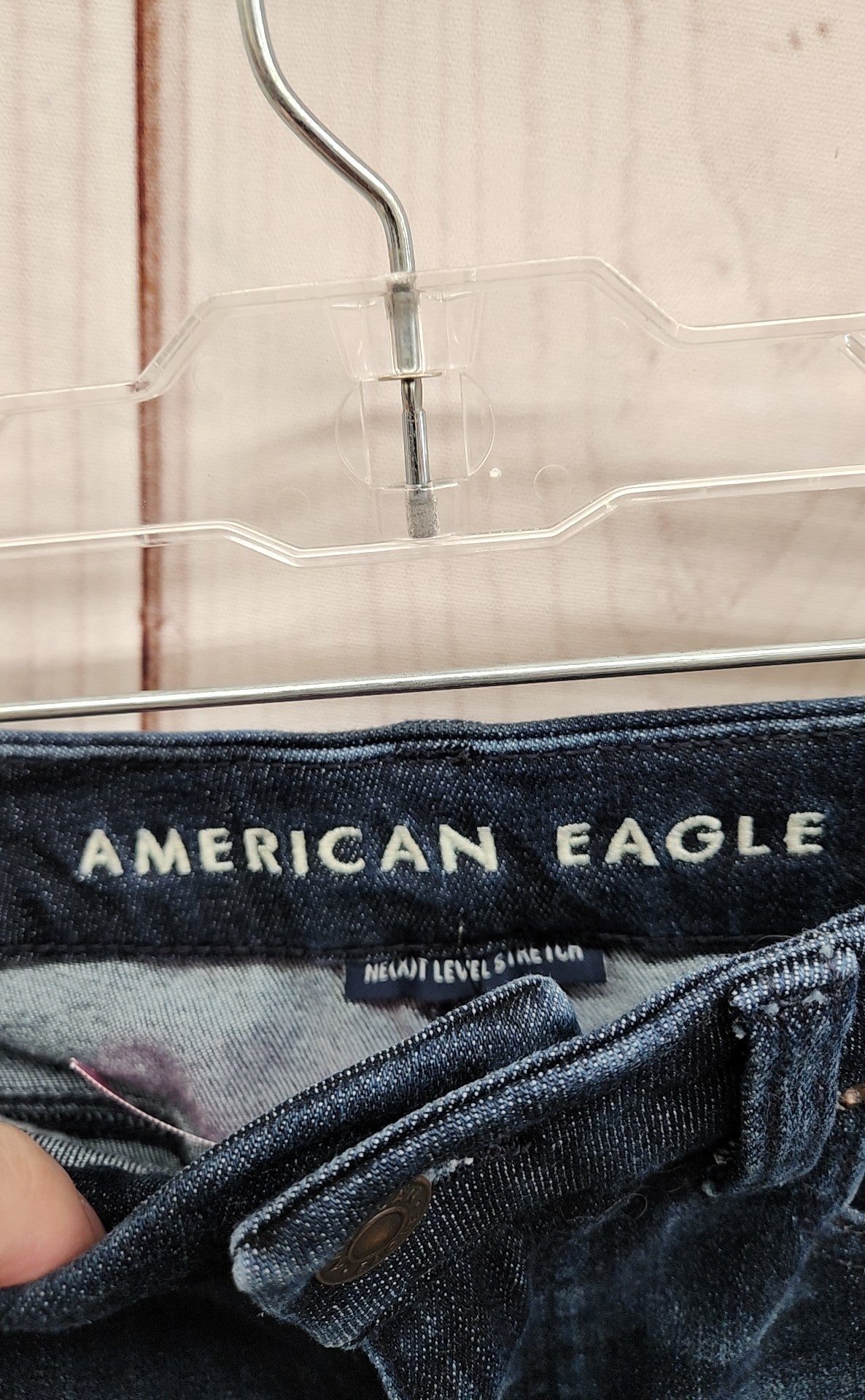 American Eagle Women's Size 8 Curvy Super Hi-Rise Shortie Blue Shorts