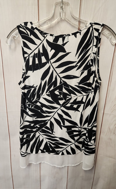 Sanctuary Women's Size XS White & Black Floral Sleeveless Top
