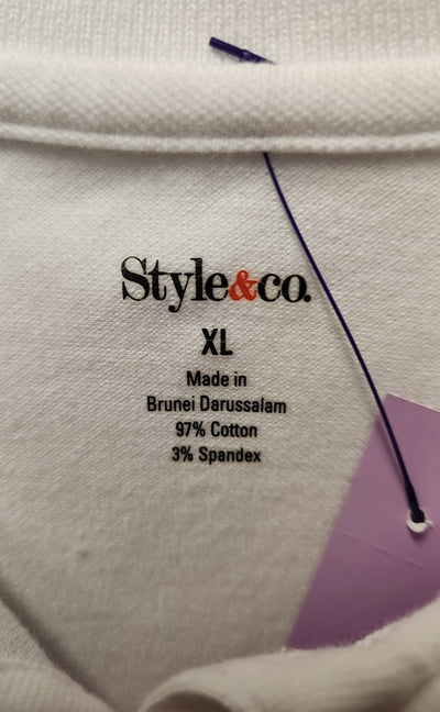 Style & Co Women's Size XL White Short Sleeve Top