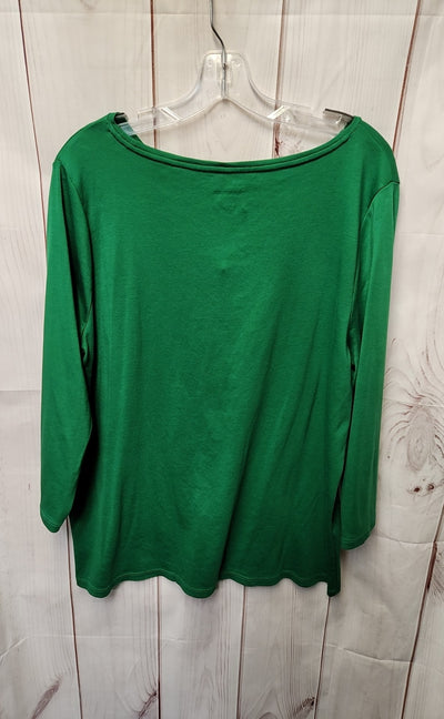 Talbots Women's Size 2X Green 3/4 Sleeve Top