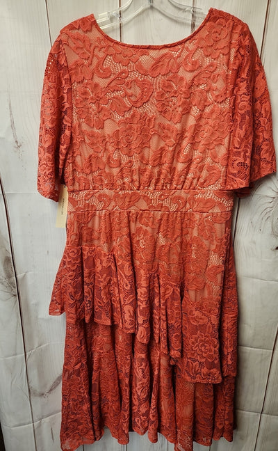 NWT Kiyonna Women's Size 1X Pink Lace Floral Dress