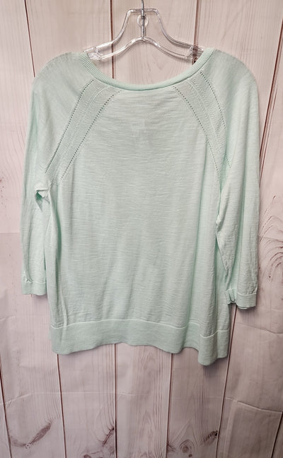 Talbots Women's Size L Mint 3/4 Sleeve Top
