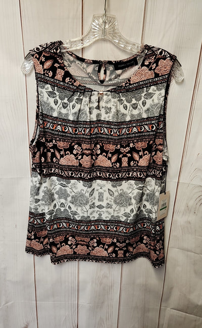 NWT Ivanka Trump Women's Size L White & Black Sleeveless Top