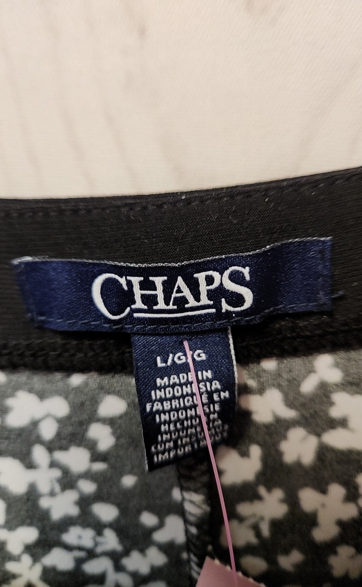Chaps Women's Size L Black Floral Dress