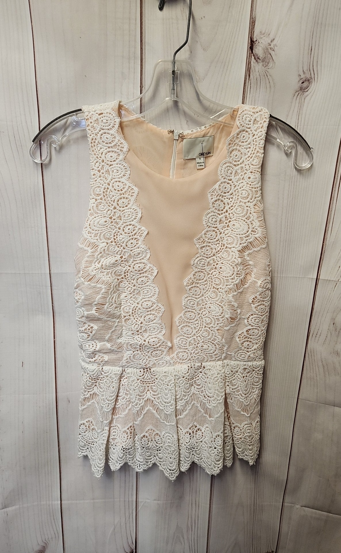 Greylin Women's Size S Peach Lace Sleeveless Top