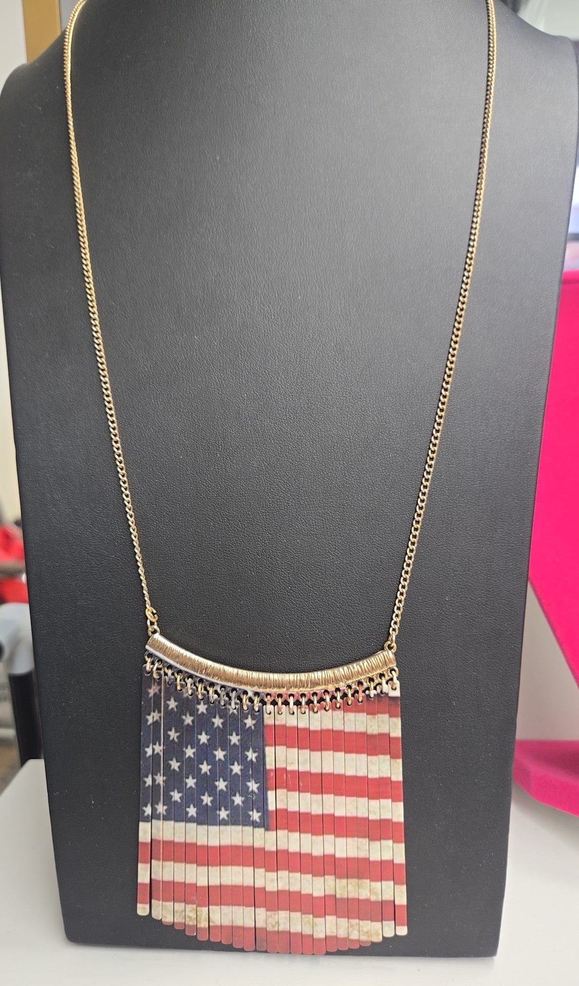 Charming Charlie Gold Flag Necklace