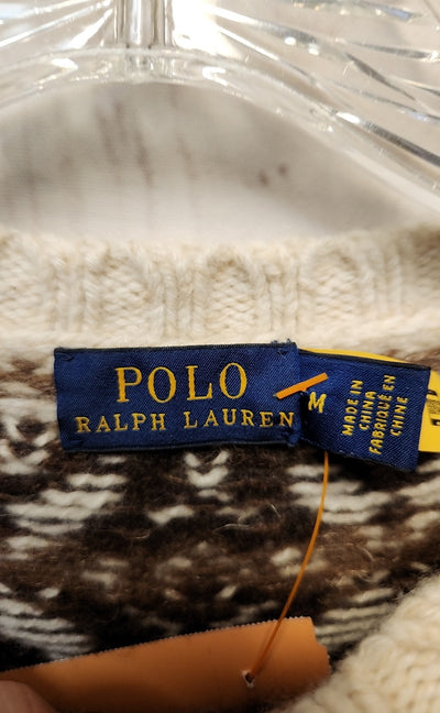 Polo by Ralph Lauren Women's Size M White Fair Isle Cable Knit Sweater