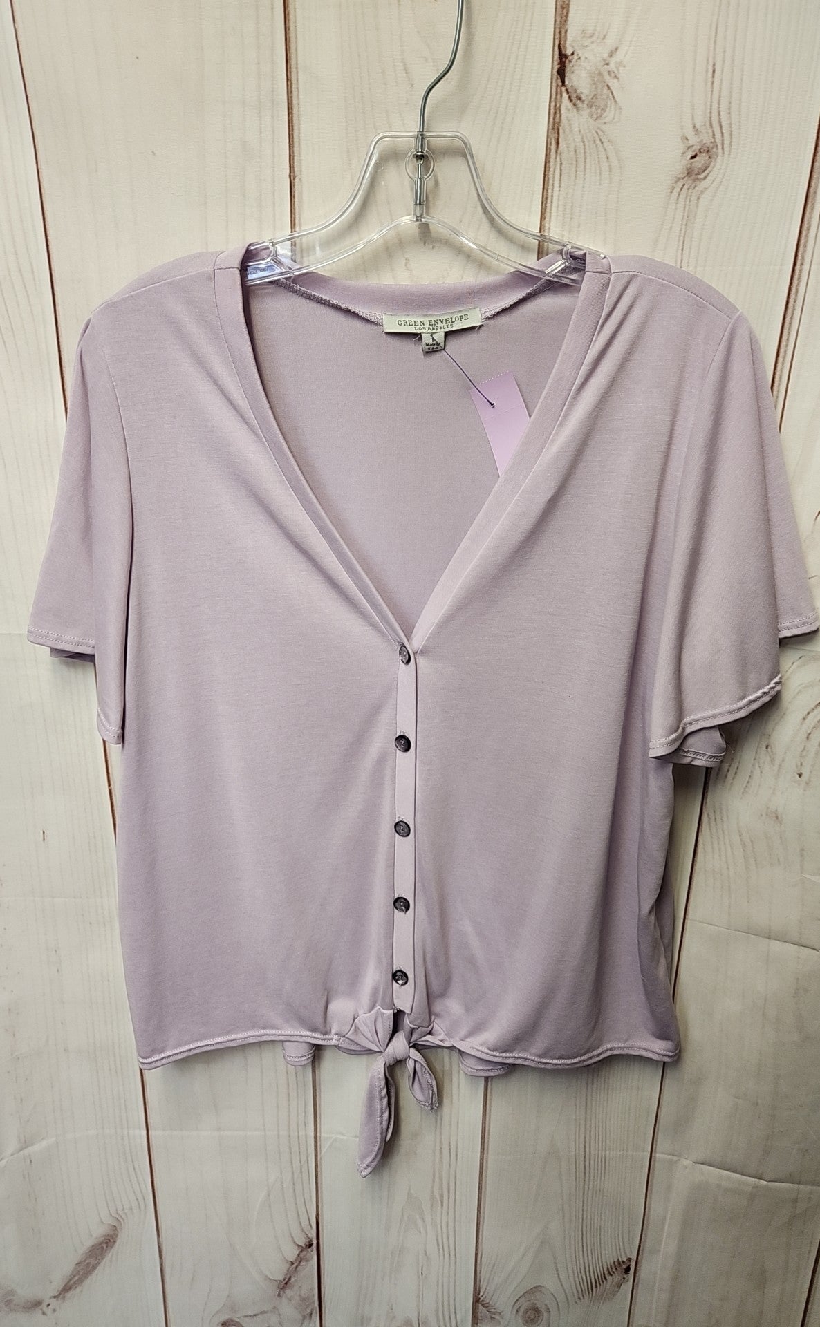 Green Envelope Women's Size L Purple Short Sleeve Top