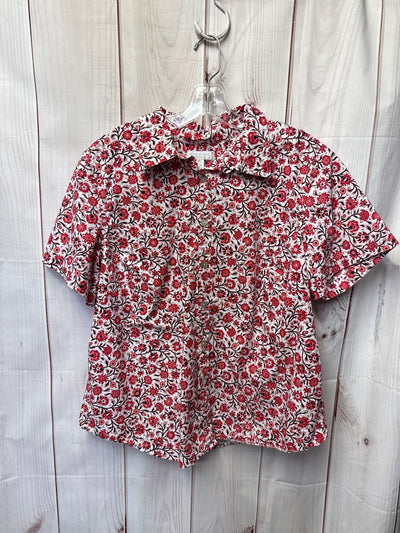 Charter Club Women's Size 14 Red Floral Short Sleeve Top