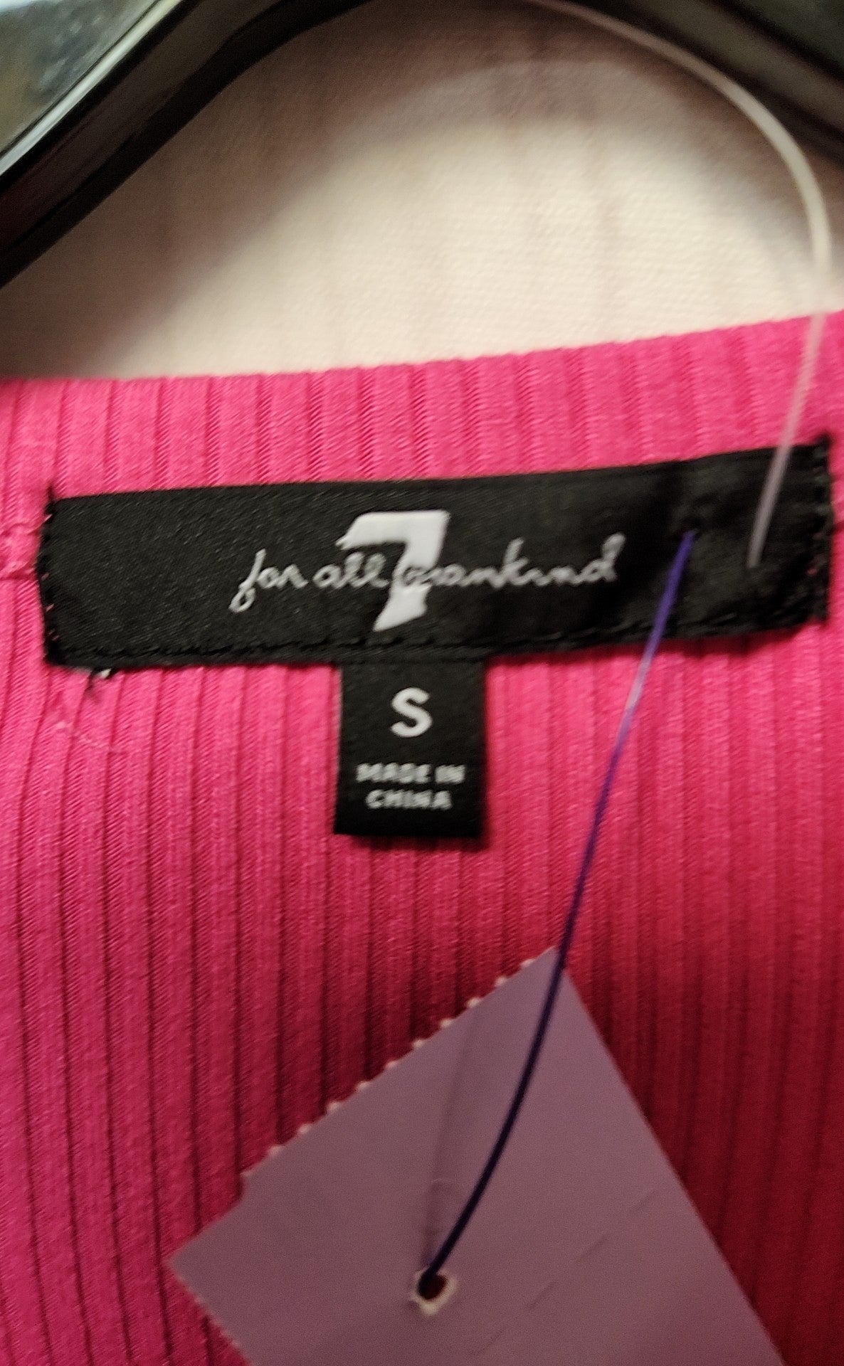 NWT 7 For All Mankind Women's Size S Pink Long Sleeve Top
