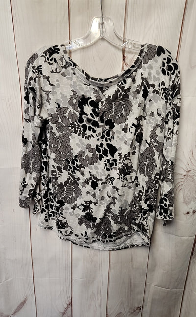 Talbots Women's Size M Gray Floral 3/4 Sleeve Top