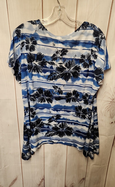 Joei & I Women's Size XL Blue Short Sleeve Top
