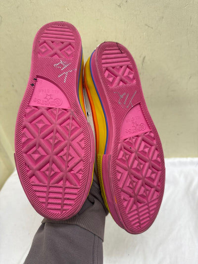 Converse Women's Size 8-1/2 Off-White Platform Pride Sneakers Shoes