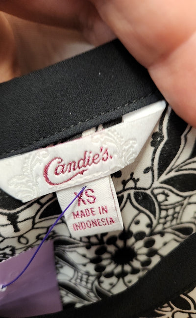 Candies Women's Size XS Black Floral Sleeveless Top