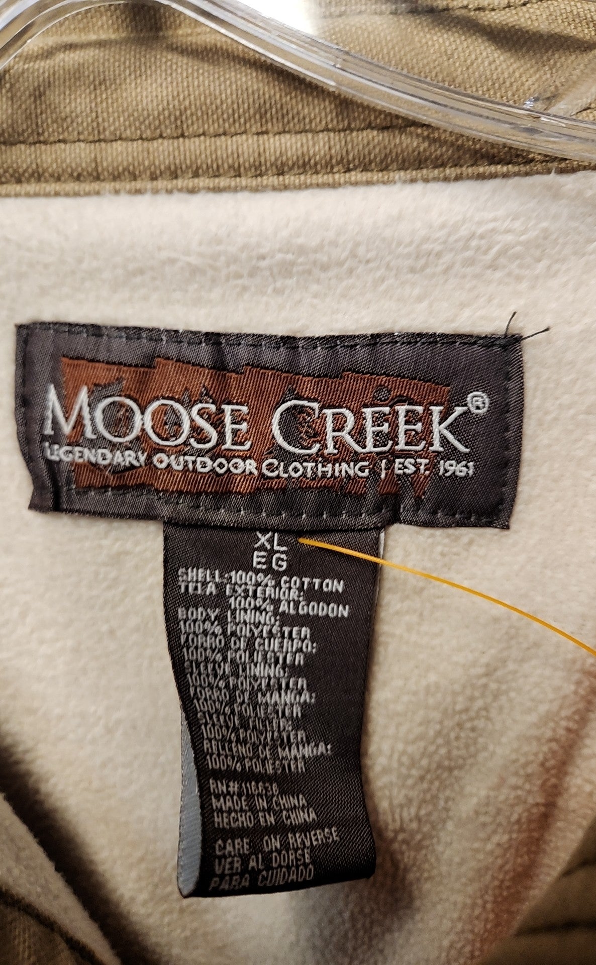 Moose Creek Men's Size XL Tan Jacket
