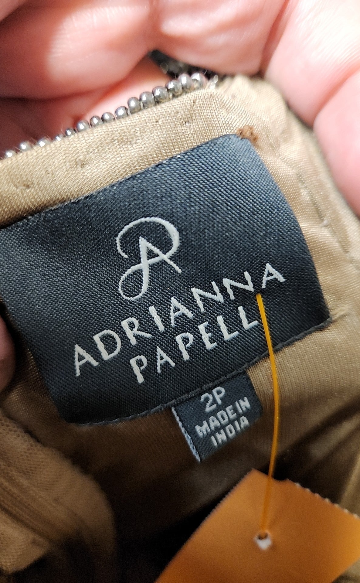 Adrianna Papell Women's Size 2 Petite Beige Beaded Dress