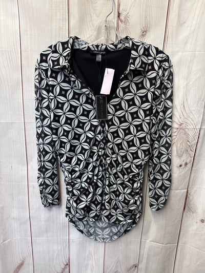 NWT Cable & Gauge Women's Size L White & Black 3/4 Sleeve Top
