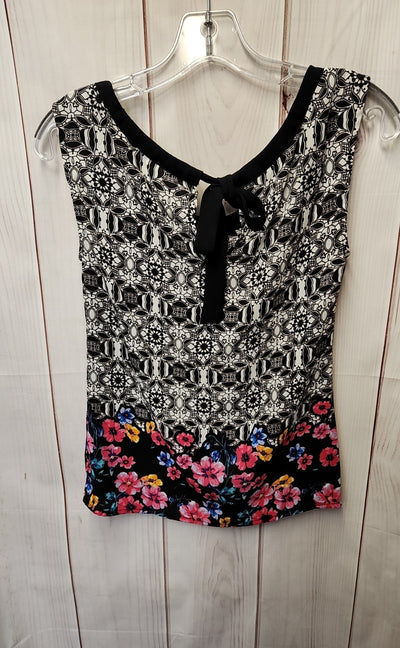 Candies Women's Size XS Black Floral Sleeveless Top